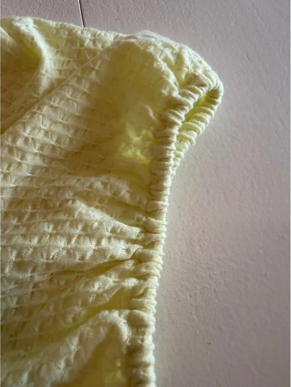 LOFT Outlet Light Yellow Puff Sleeve Textured Knit Top Medium